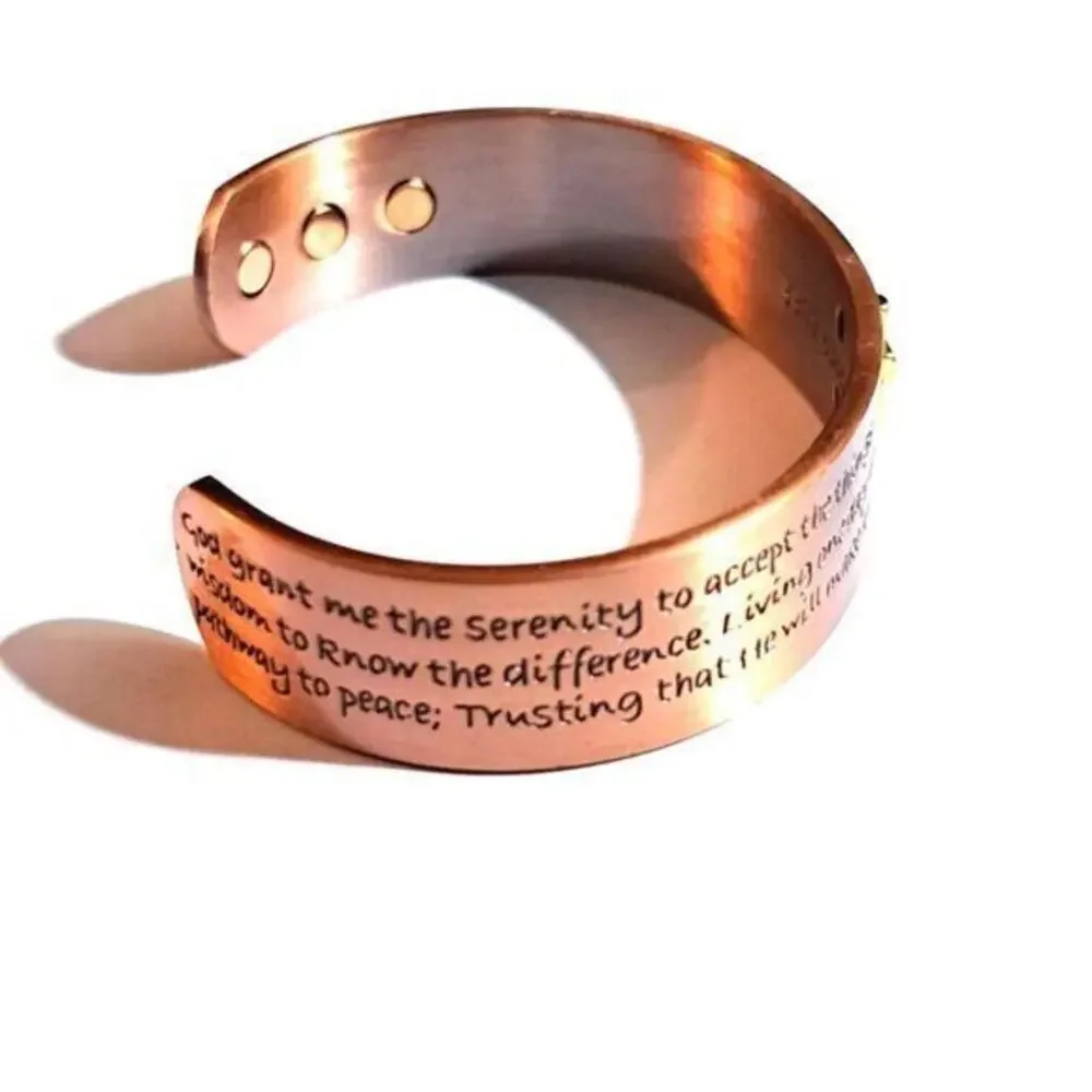 New soild copper magnetic cuff Cuff reads God grant me the‎ Serenity